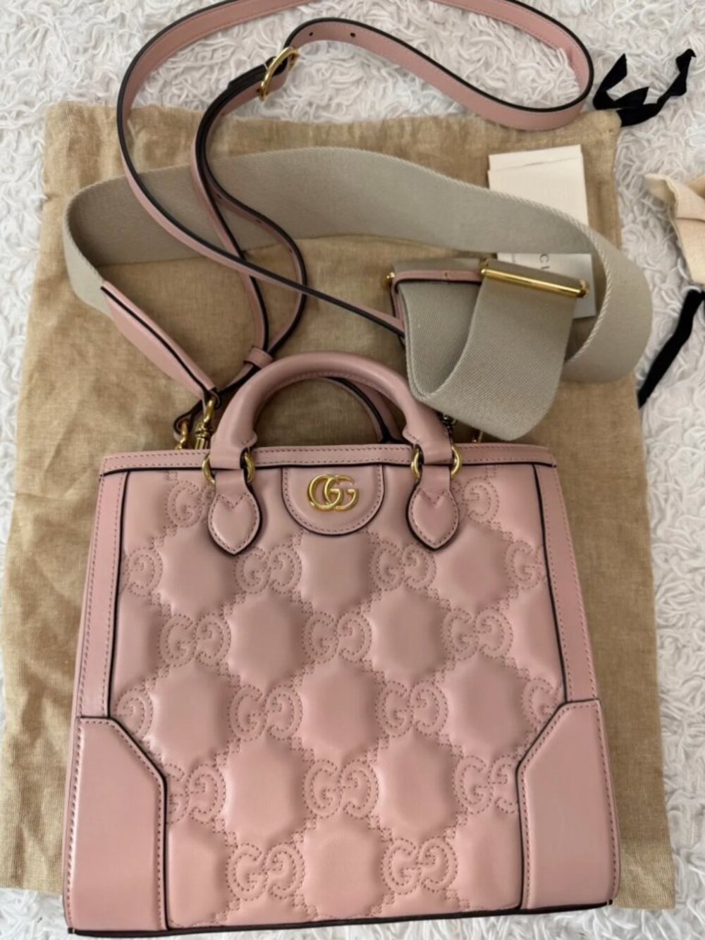 Gucci Pink Small GG matelassé top-handle bag